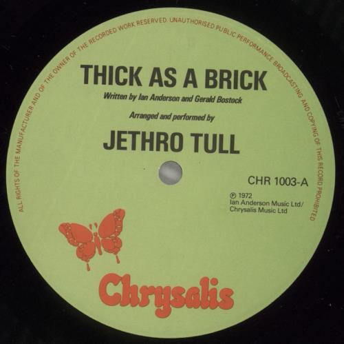 英LP Jethro Tull Thick As A Brick UK盤ステレオ 【公式通販】